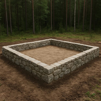 Бутовый фундамент под баню 6×6